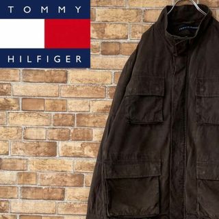 トミーヒルフィガー(TOMMY HILFIGER)のトミーヒルフィガー　オイルドジャケット　ダークブラウン　ジップアップ　L(その他)