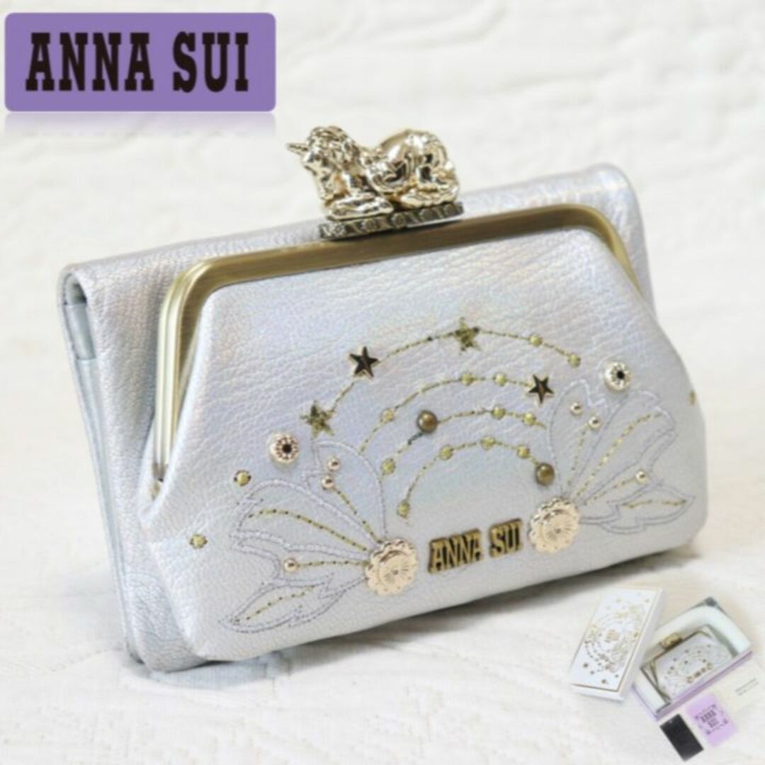 ANNA SUI(アナスイ)の新品訳箱付き【アナスイ】やぎ革ファンタジア 外口金 がま口二つ折り財布 レディースのファッション小物(財布)の商品写真