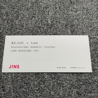 JINS　株主優待　9,000円(ショッピング)
