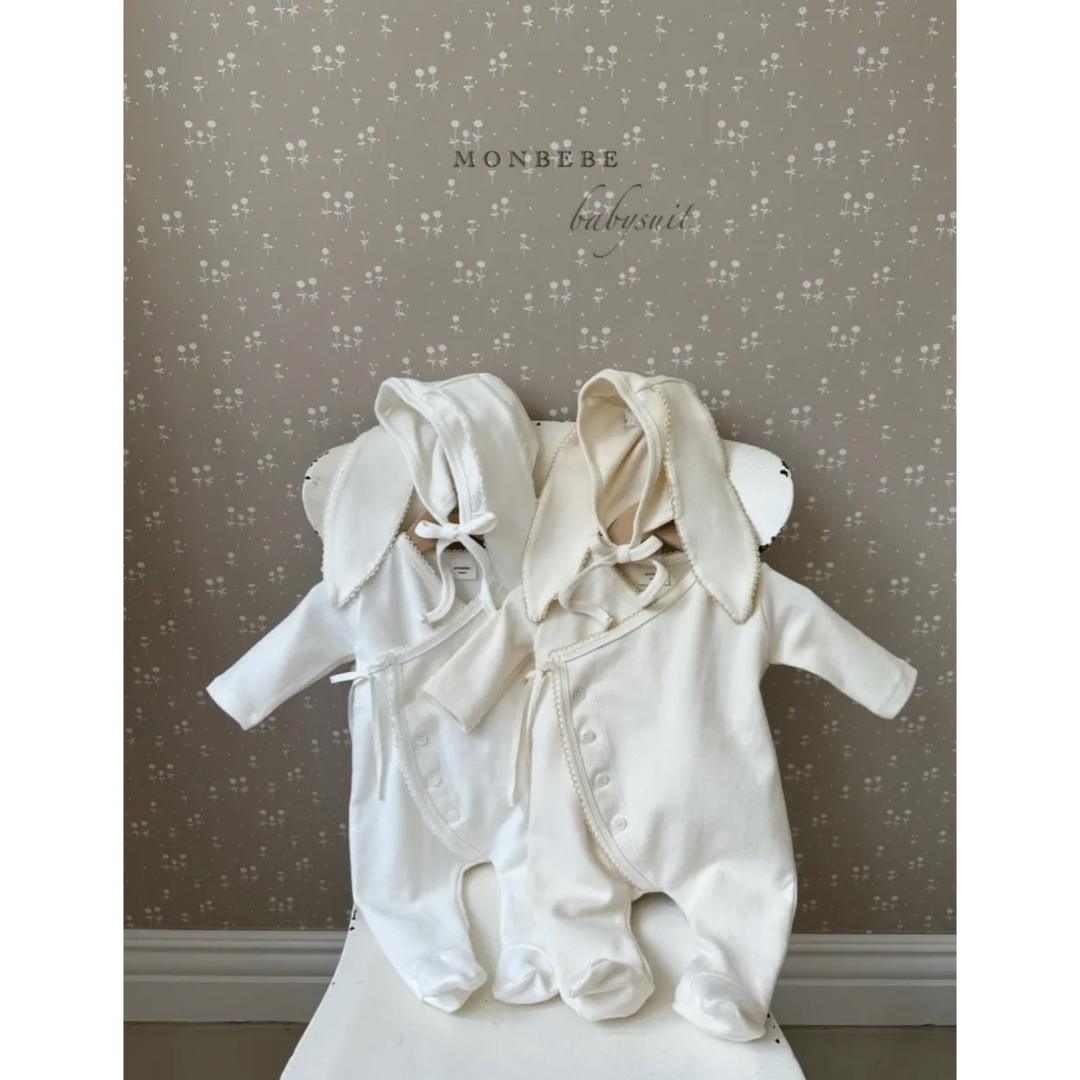 ZARA KIDS(ザラキッズ)のmonbebe / pincort bunny suit bonnet set キッズ/ベビー/マタニティのベビー服(~85cm)(ロンパース)の商品写真