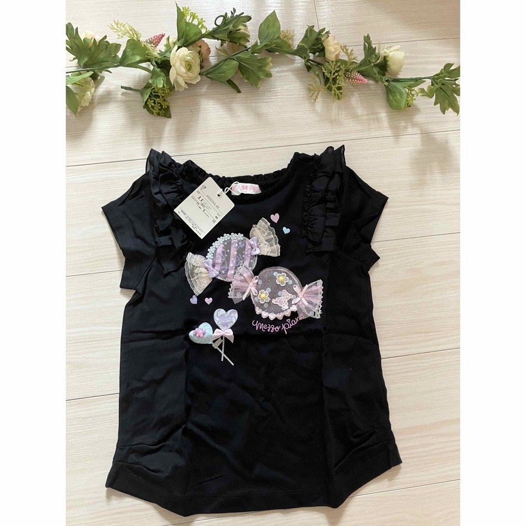 mezzo piano(メゾピアノ)の黒キャンディトップス120 キッズ/ベビー/マタニティのキッズ服女の子用(90cm~)(Tシャツ/カットソー)の商品写真