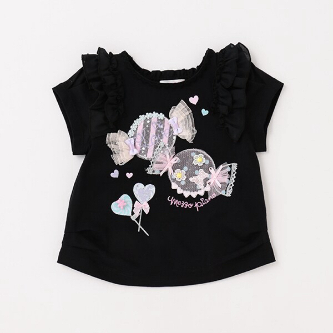 mezzo piano(メゾピアノ)の黒キャンディトップス120 キッズ/ベビー/マタニティのキッズ服女の子用(90cm~)(Tシャツ/カットソー)の商品写真