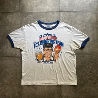 ヘインズ(Hanes)の80s hanes ヘインズ リンガーtシャツ USA製 XL バックプリント(Tシャツ/カットソー(半袖/袖なし))