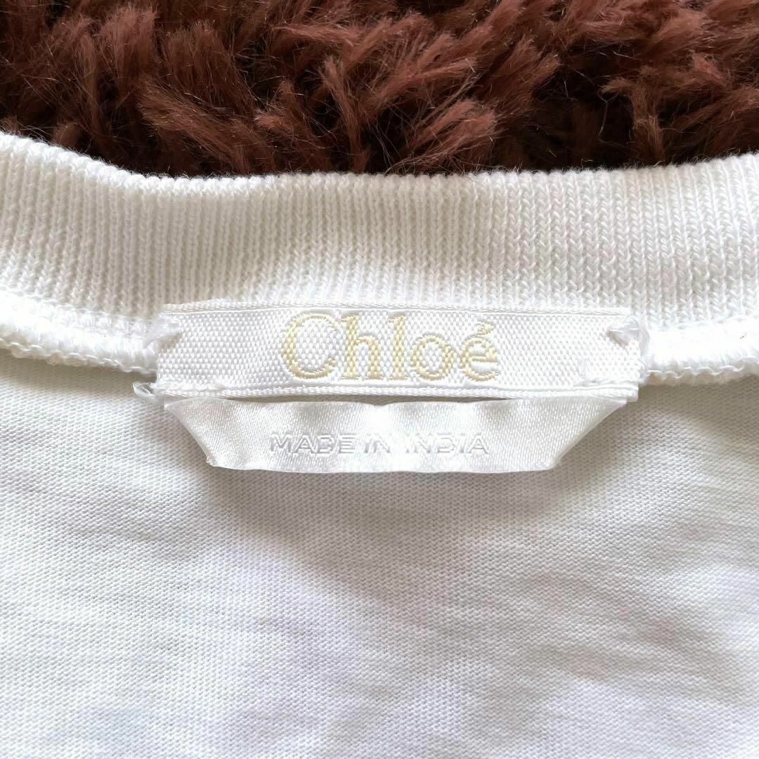 Chloe(クロエ)の美品✨Chloe　クロエ　シルク袖シアーカットソー　シースルー　白 レディースのトップス(シャツ/ブラウス(半袖/袖なし))の商品写真