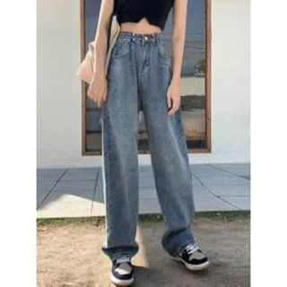 シーイン(SHEIN)の無地柄 ハイウェスト ワイドレッグ ジーンズ(デニム/ジーンズ)