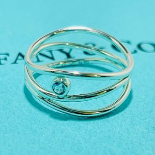 ティファニー(Tiffany & Co.)のティファニー ウェーブ 3ロウ リング アクアマリン シルバー 現行★832(リング(指輪))