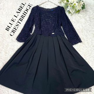 BLUE LABEL CRESTBRIDGE - 【美品】クレストブリッジ★レース切り替えワンピース★ドッキングワンピ－ス