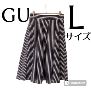 ジーユー(GU)のGU ストライプ柄フレアスカート　Lサイズ　ジーユー(ひざ丈スカート)