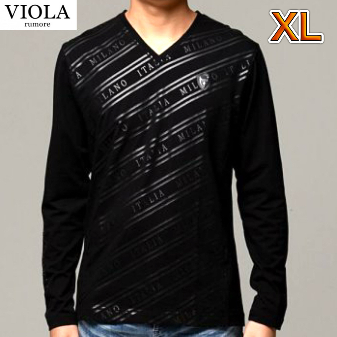 VIOLA(ヴィオラ)のブラック XLサイズ ヴィオラ 総柄プリントロンT 長袖Tシャツ メンズのトップス(Tシャツ/カットソー(七分/長袖))の商品写真