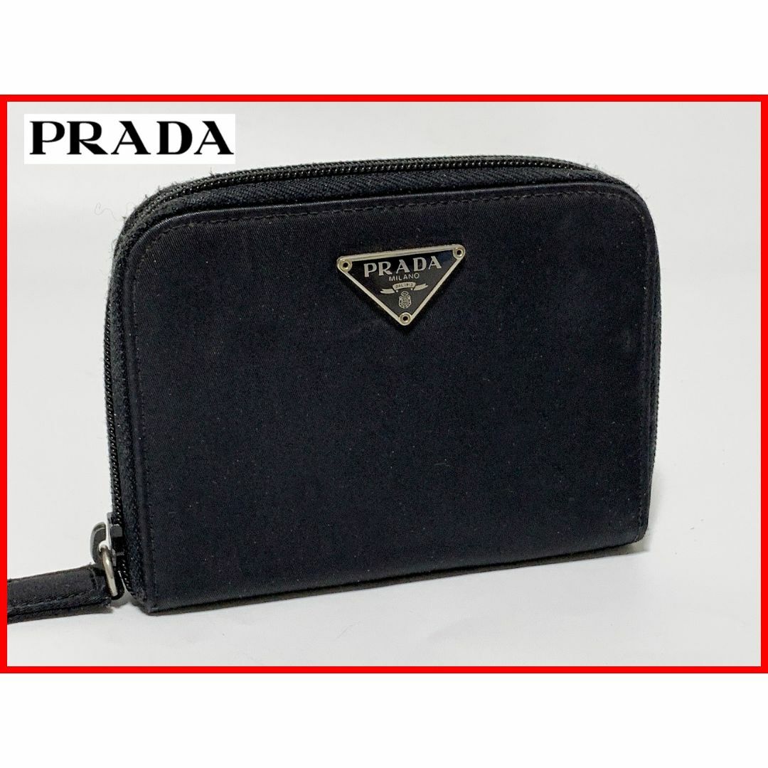 PRADA(プラダ)のプラダ ラウンドファスナー 二つ折り 札入れ 財布 黒 D10 レディースのファッション小物(財布)の商品写真