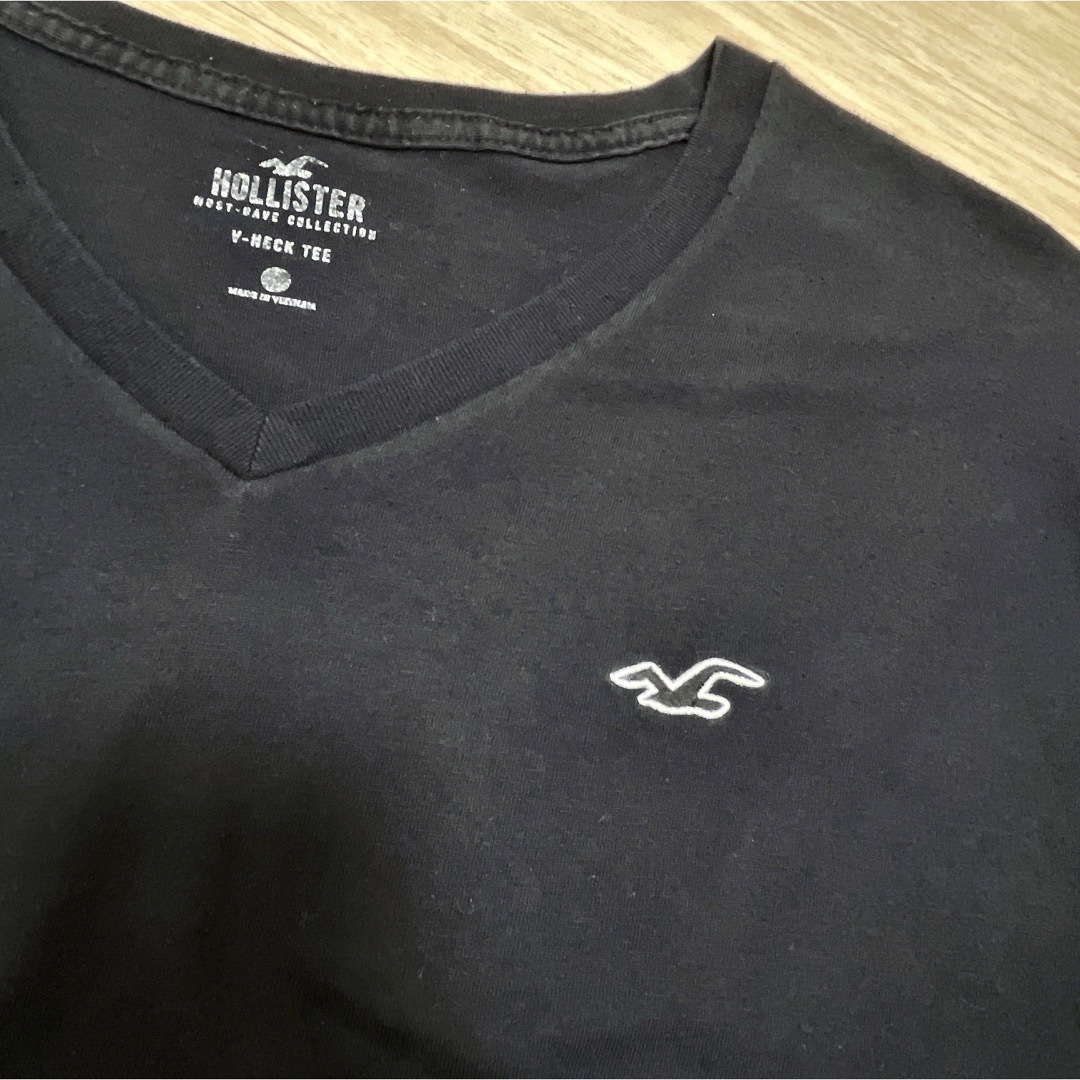 HOLLISTER Tシャツ Vネック ブラック ワンポイント ロゴ USA古着
