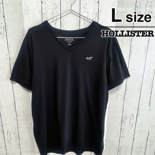 ホリスター(Hollister)のHOLLISTER　Tシャツ　Vネック　ブラック　ワンポイント　ロゴ　USA古着(Tシャツ/カットソー(半袖/袖なし))