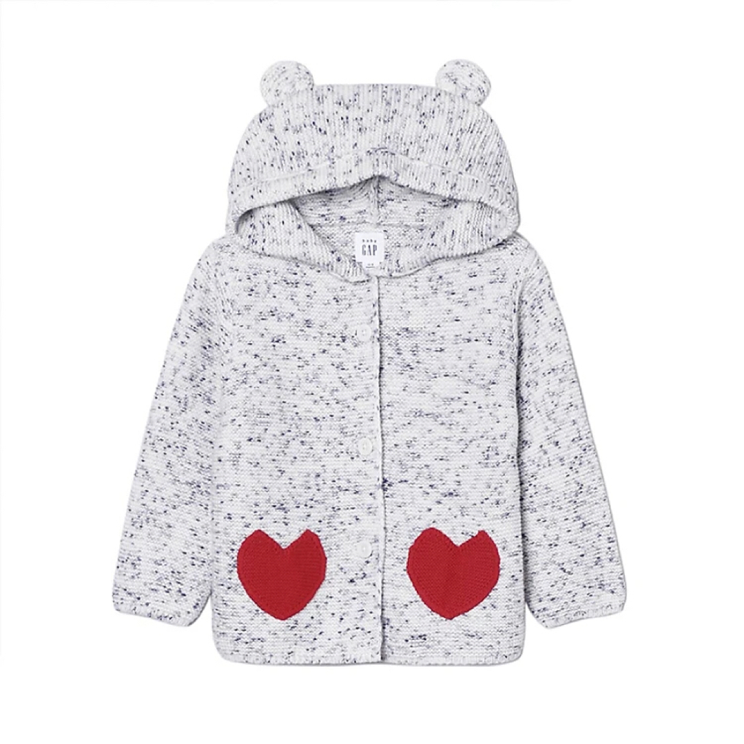 babyGAP(ベビーギャップ)のbaby gap ニューボーンラブ柄 平織り長袖カーディガン　90 ベビー春服 キッズ/ベビー/マタニティのキッズ服女の子用(90cm~)(カーディガン)の商品写真