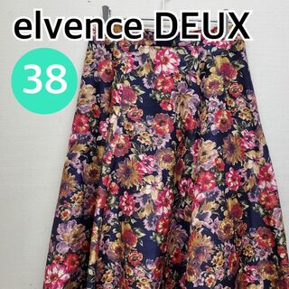 【新品】elvence DEUX スカート 花柄 総柄 日本製 38【CB14】(ひざ丈スカート)