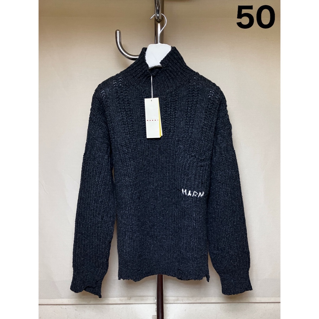 Marni(マルニ)の新品 50 23aw マルニ デストロイロゴセーター ウールベース 4501 メンズのトップス(ニット/セーター)の商品写真