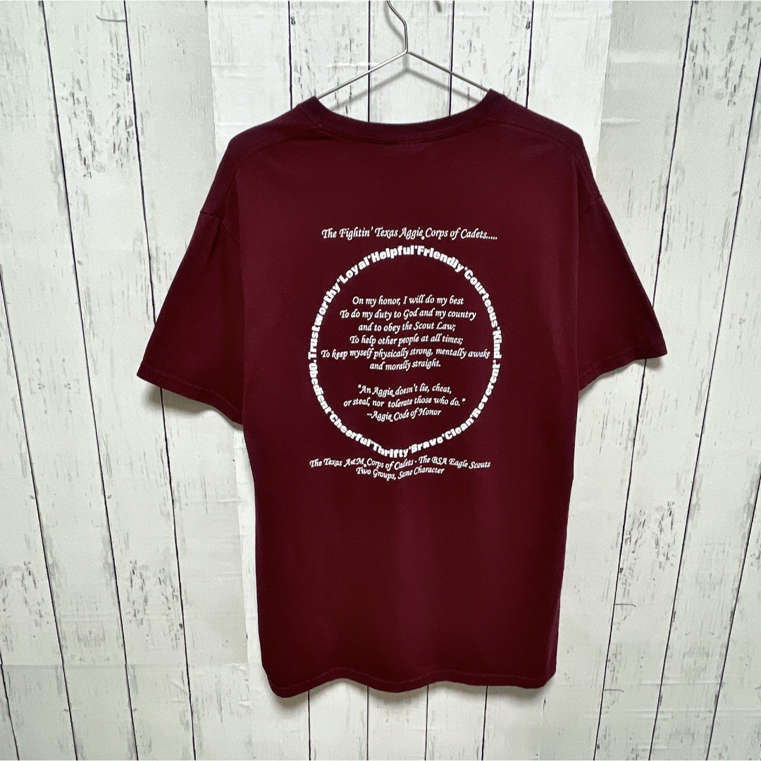GILDAN(ギルタン)のUSA古着　GILDAN　Tシャツ　ワインレッド　ボルドー　プリント　テキサス メンズのトップス(Tシャツ/カットソー(半袖/袖なし))の商品写真