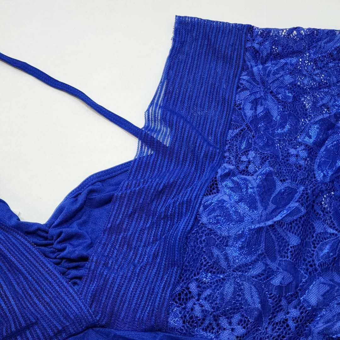 【5XL】新品 大きいサイズ ブルー レース水着 体型カバー レディース 水着 レディースの水着/浴衣(水着)の商品写真