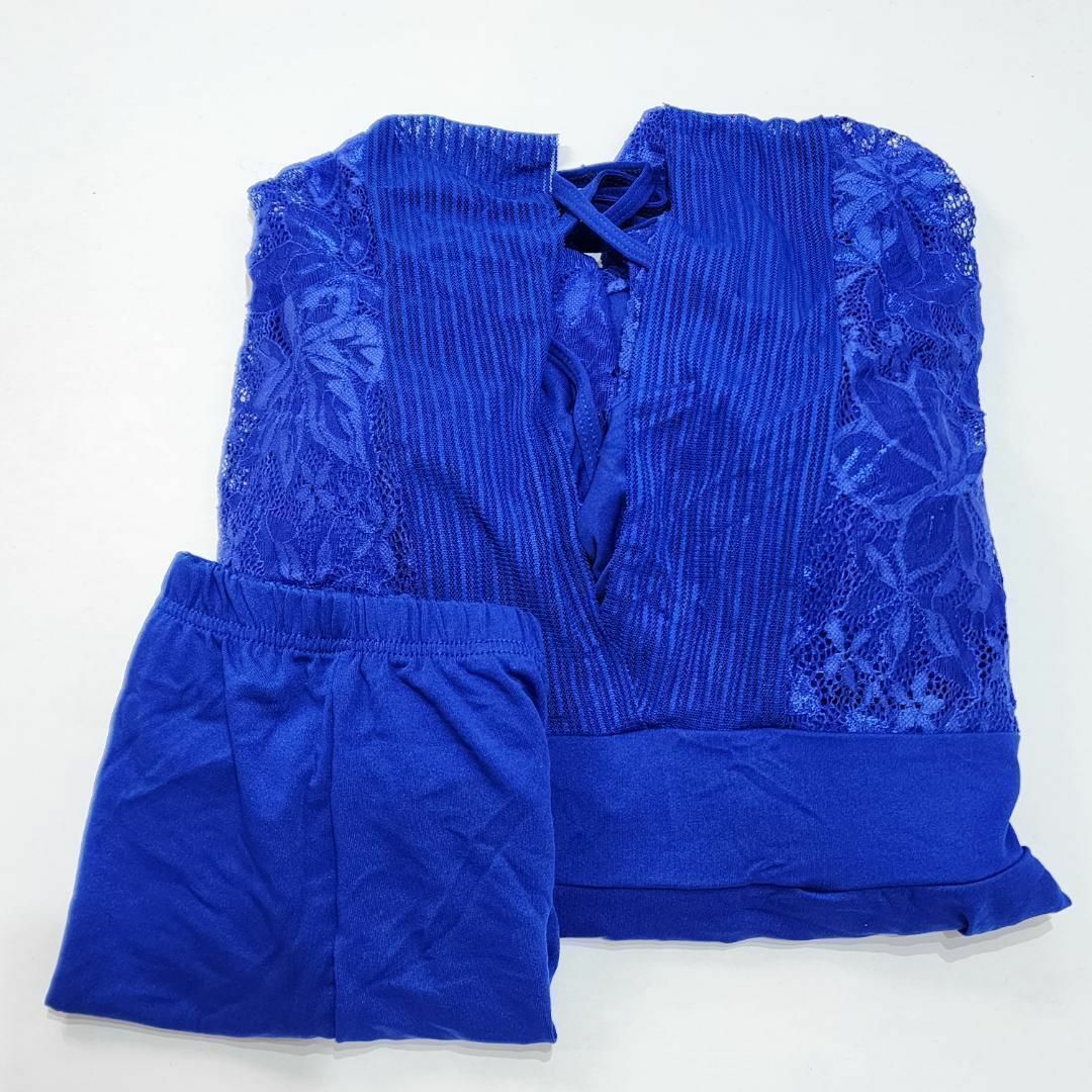 【5XL】新品 大きいサイズ ブルー レース水着 体型カバー レディース 水着 レディースの水着/浴衣(水着)の商品写真