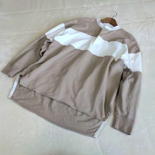 スピックアンドスパン(Spick & Span)の【スピックアンドスパン】長袖シャツ　ノーカラー　コットン　バイカラー　白(シャツ/ブラウス(長袖/七分))