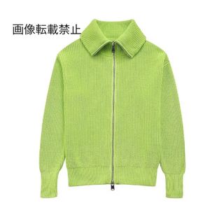🍓3月新作🐤13808◆green ジッパー ニット カーディガン(カーディガン)