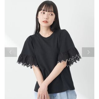 アースミュージックアンドエコロジー(earth music & ecology)の【新品未使用】配色スカラップスリーブTシャツ(Tシャツ(半袖/袖なし))