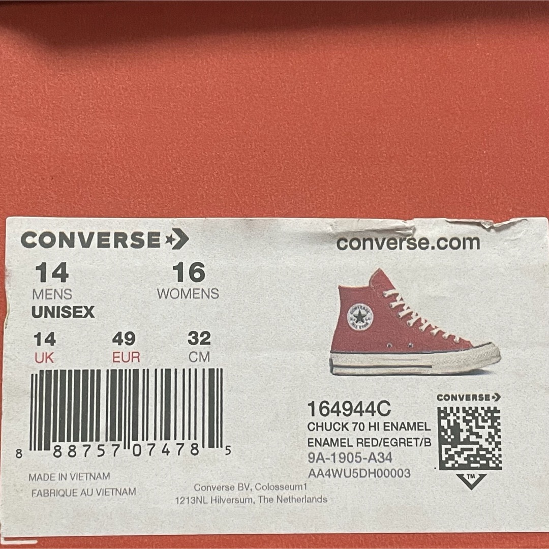 CONVERSE(コンバース)の32cm Converse Chuck 70 Hi  Red Canvas メンズの靴/シューズ(スニーカー)の商品写真