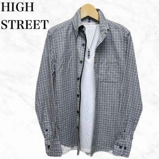 ハイストリート(HIGH STREET)のHIGH STREET チェックシャツ　長袖シャツ　グレー系　日本製(シャツ)