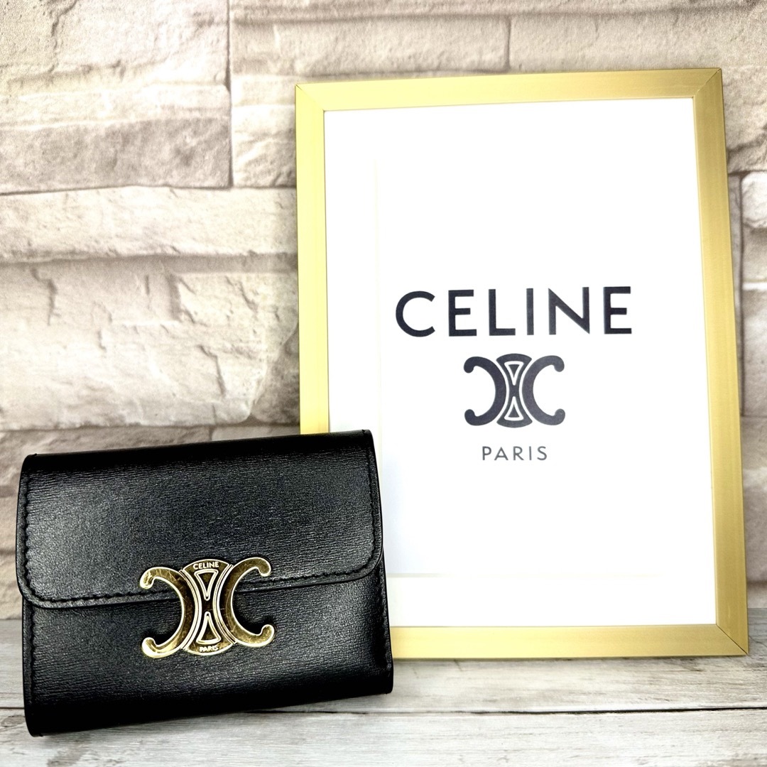 celine(セリーヌ)の☆極美品☆ CELINE セリーヌ 三つ折り財布 トリオンフ ミニ財布 NERO レディースのファッション小物(財布)の商品写真