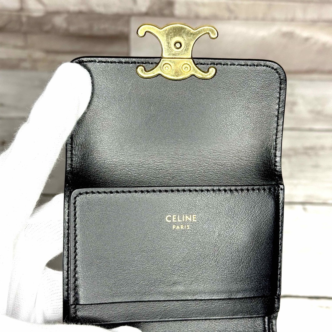 celine(セリーヌ)の☆極美品☆ CELINE セリーヌ 三つ折り財布 トリオンフ ミニ財布 NERO レディースのファッション小物(財布)の商品写真