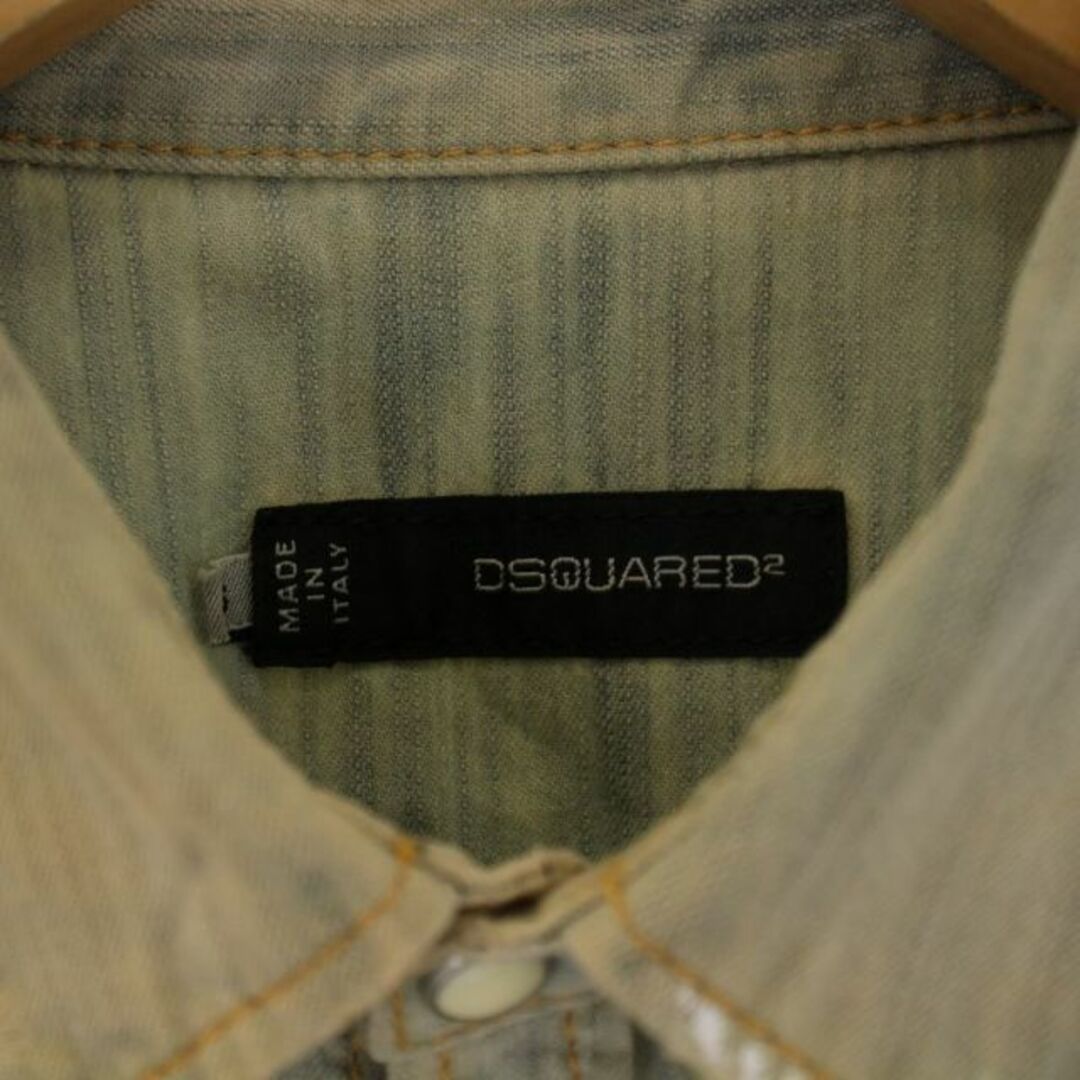 DSQUARED2(ディースクエアード)のDSQUARED2 デニムシャツ 長袖 ペイント加工 46 M インディゴ メンズのトップス(シャツ)の商品写真