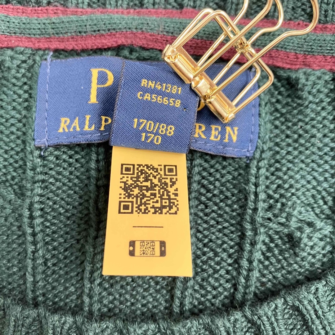 POLO RALPH LAUREN(ポロラルフローレン)の未使用級 ポロラルフローレン 長袖 ケーブル ニット セーター ホース 刺繍 緑 レディースのトップス(ニット/セーター)の商品写真