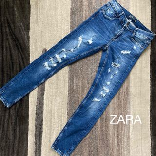 ザラ(ZARA)の【送料無料】ZARA ザラ　デニム　ジーンズ　ダメージ　伸縮性あり　サイズ04(デニム/ジーンズ)