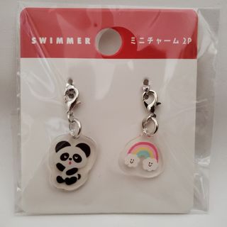 スイマー(SWIMMER)の【新商品】SWIMMER ミニチャーム (2P) パンダ 虹　スイマーキャンドゥ(キャラクターグッズ)