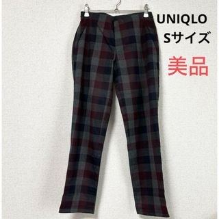 ユニクロ(UNIQLO)の美品⭐︎ユニクロ　UNIQLO  パンツ　グレー系　ブロック柄　Sサイズ(カジュアルパンツ)