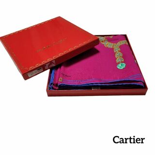 カルティエ(Cartier)の【新品】Cartier スカーフ 86×85 ピンクパープル 宝石(バンダナ/スカーフ)