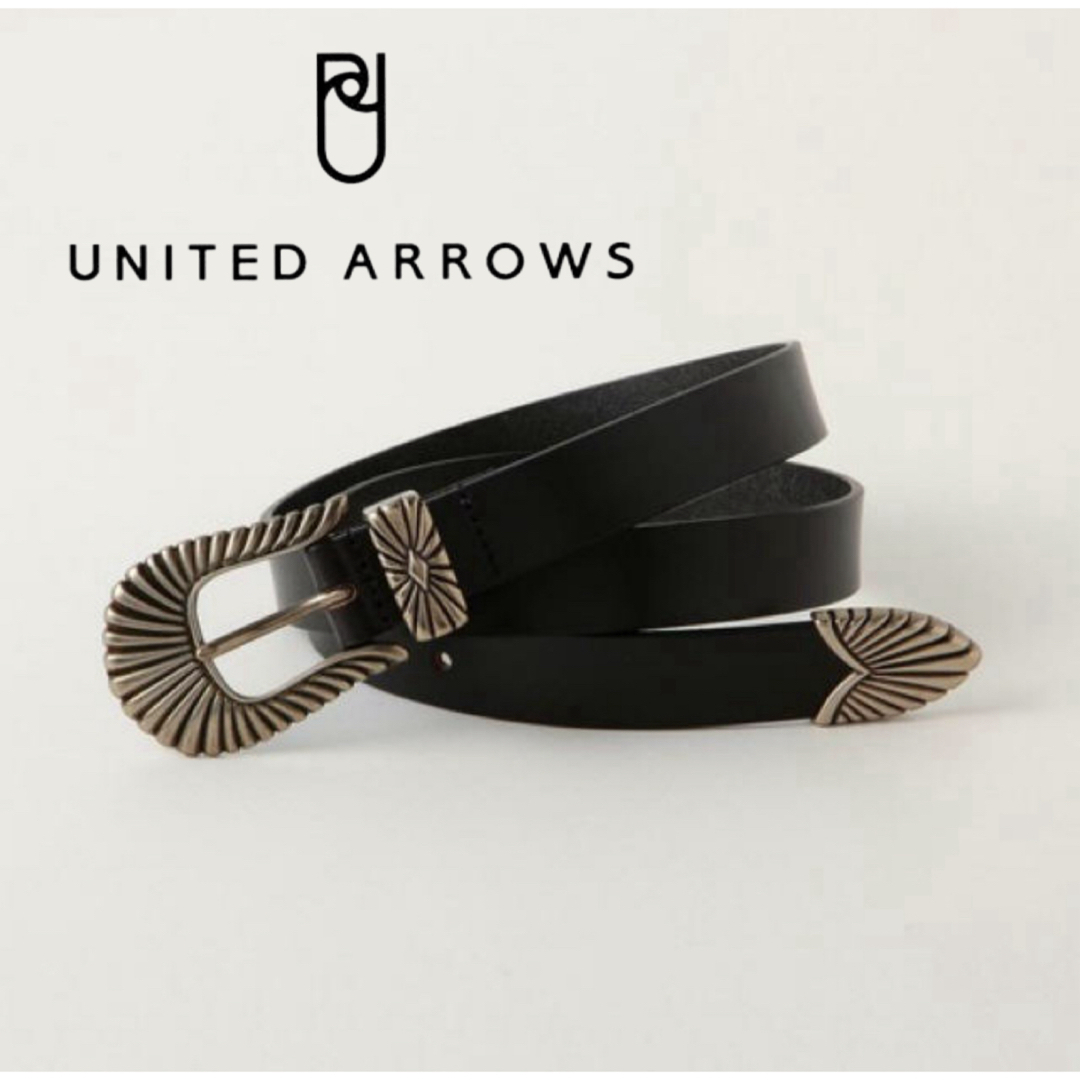 UNITED ARROWS(ユナイテッドアローズ)のUNITEDARROWS ユナイテッドアローズ ウエスタンベルト 黒 75 本革 レディースのファッション小物(ベルト)の商品写真