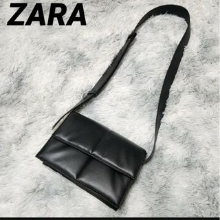 ZARA フェイクレザー フラップ ショルダーバッグ 黒ブラック