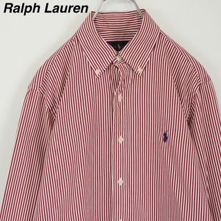 ラルフローレン(Ralph Lauren)の【ロンドンストライプ柄】ラルフローレン／ストライプシャツ　刺繍ロゴ　ボルドー×白(シャツ)