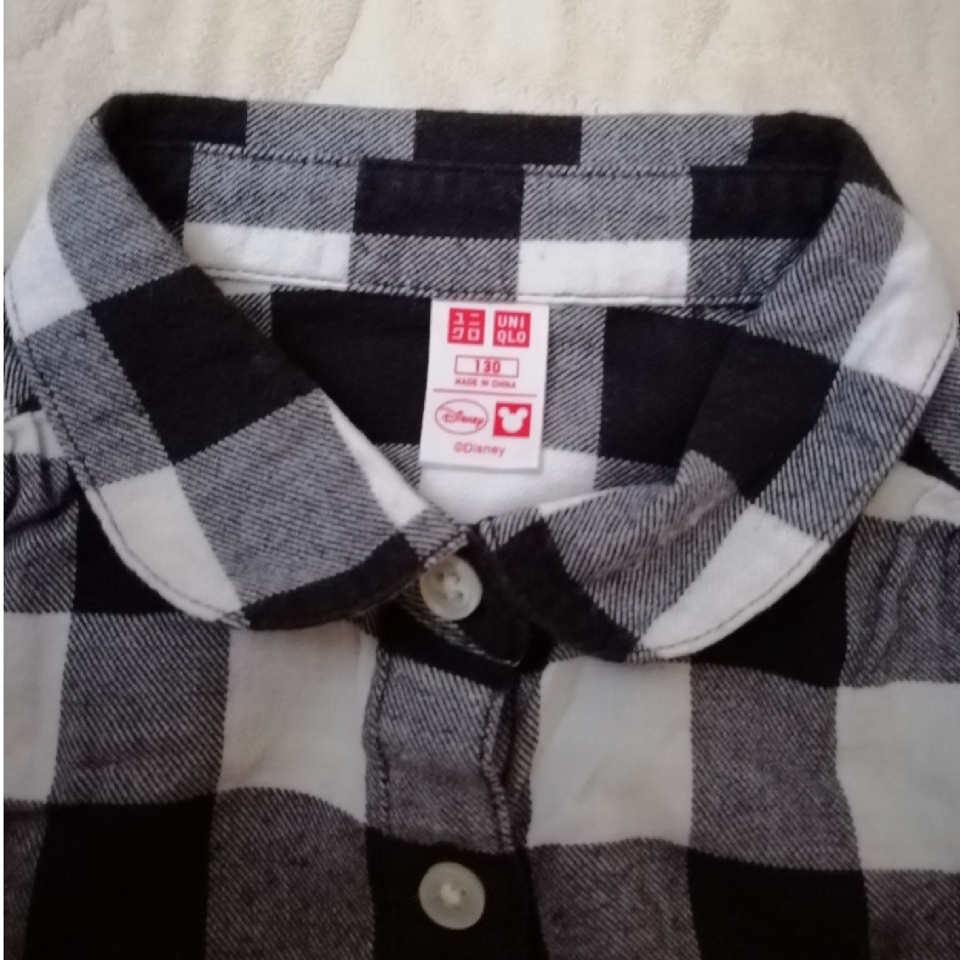 UNIQLO(ユニクロ)のUNIQLO　キッズチェックミニーちゃんシャツ130cm エンタメ/ホビーのコスプレ(衣装)の商品写真