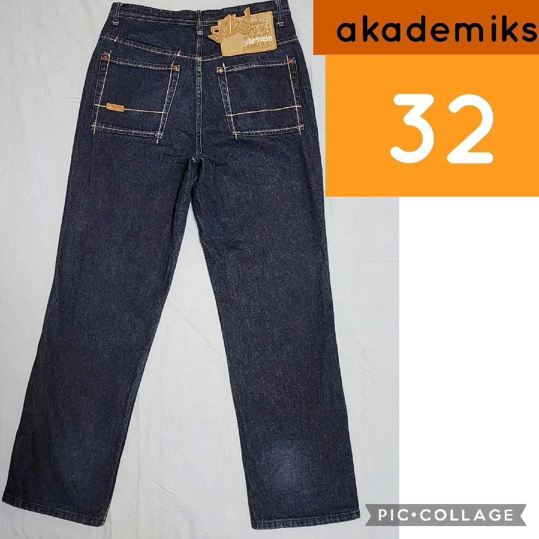 AKADEMIKS(アカデミクス)のakademiks アカデミクス ジーンズ デニムパンツ ブルー 濃紺 32 メンズのパンツ(デニム/ジーンズ)の商品写真