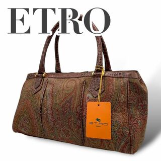 ETRO - 美品　ETRO エトロ　s58 ハンドバッグ　総柄　キャンバス　レザー　クロコ