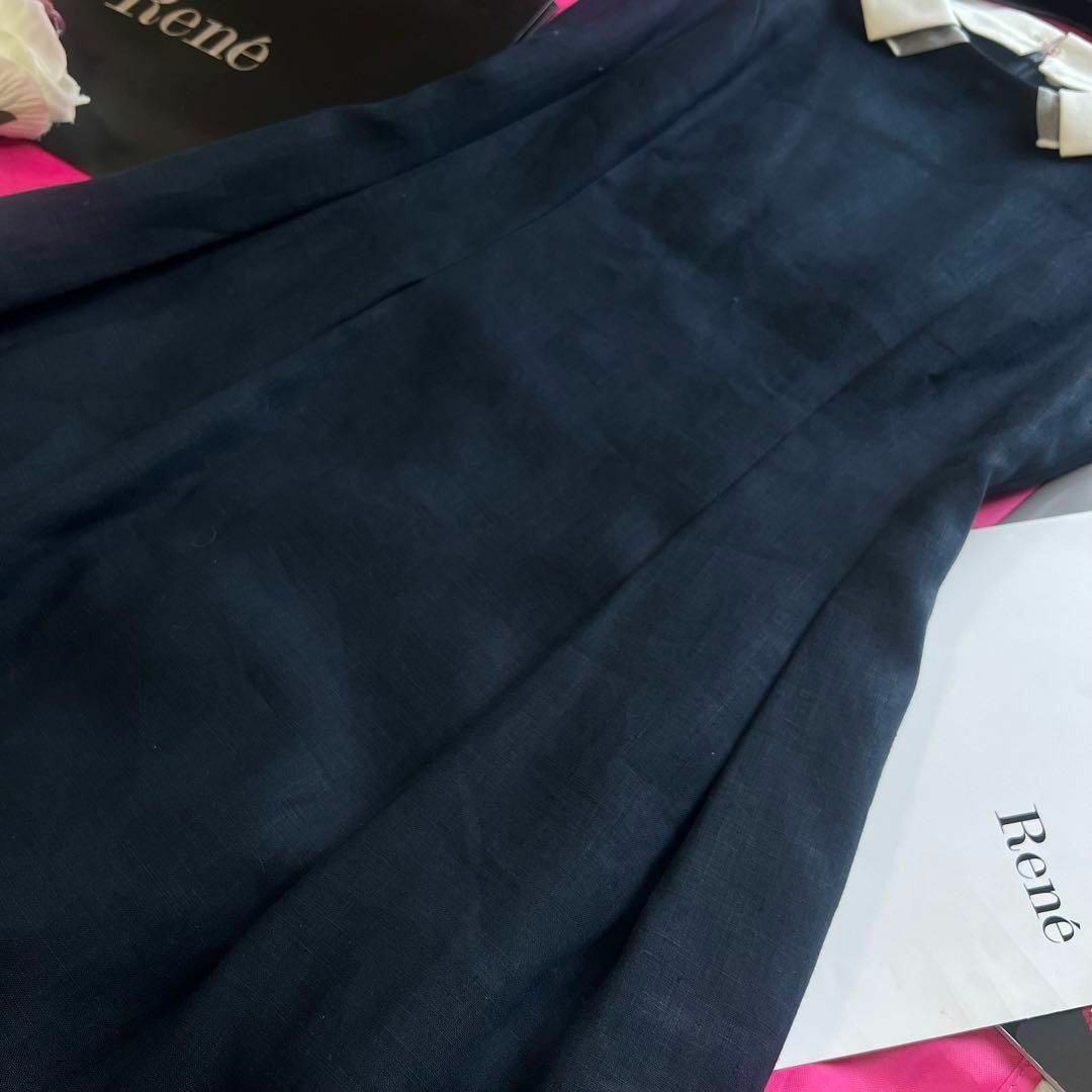 René - 【美品】Rene 白襟ワンピース ネイビー 膝丈 René - 【美品】Rene 白襟ワンピース ネイビー 膝丈