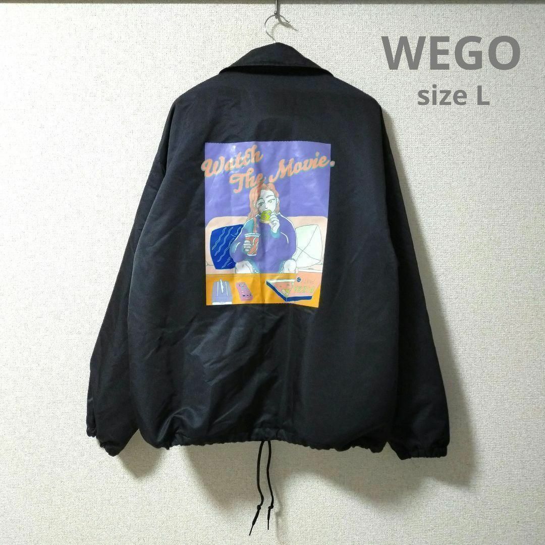 WEGO(ウィゴー)のWEGOウィゴー バックプリントアウター ジャンパー 黒 レディースのジャケット/アウター(ナイロンジャケット)の商品写真