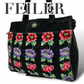 フェイラー(FEILER)のFEILER フェイラー　s59 毛糸　トートバッグ　フラワーモチーフ　花柄(トートバッグ)