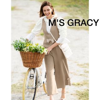 エムズグレイシー(M'S GRACY)の【美品】M'S GRACY エムズグレイシー  オールインワン　リボン　パール(オールインワン)