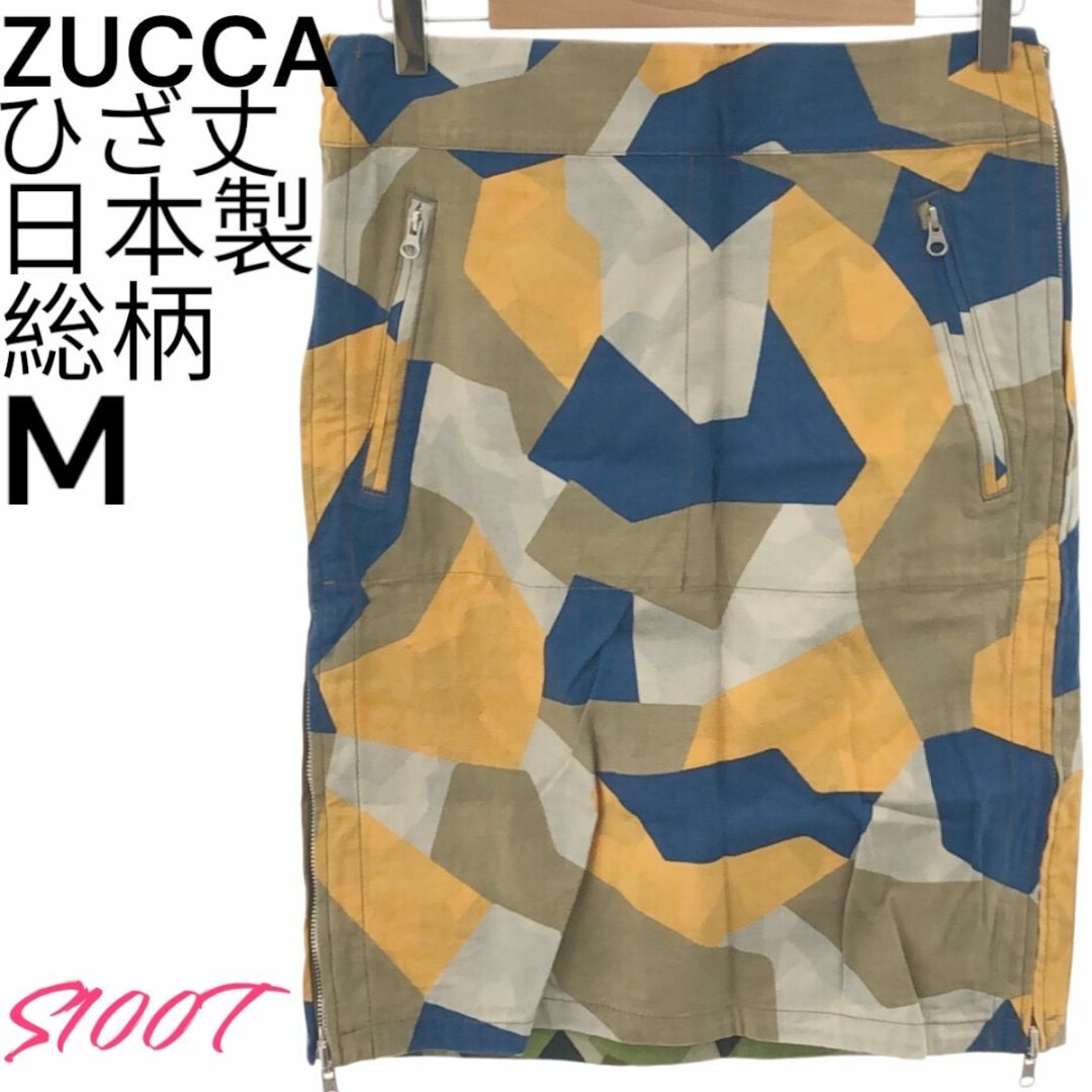 ZUCCa(ズッカ)の美品 送料無料 ZUCCA ひざ丈スカート 個性的 総柄 M 日本製 レディースのスカート(ひざ丈スカート)の商品写真