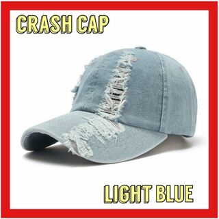 クラッシュデニム キャップ 帽子 韓国 メンズ レディース UVカット(キャップ)