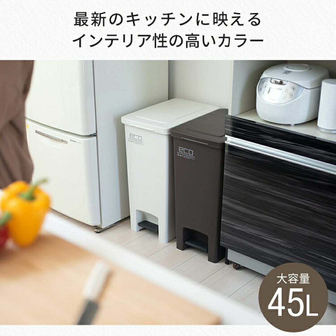 【色: ECOホワイト】アスベル フタ付きゴミ箱 エバンペダル45SD 軽いペダ インテリア/住まい/日用品のインテリア小物(ごみ箱)の商品写真