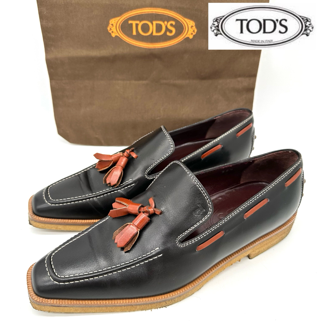 美品〉TOD'S トッズタッセル ローファー ダークブラウン - 靴