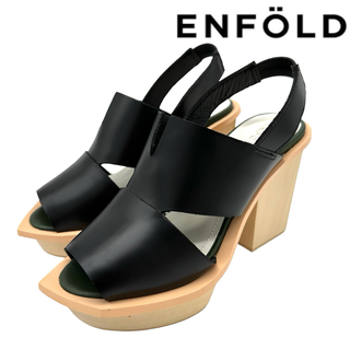ENFOLD - 〈極美品〉ENFOLD エンフォルド【22.5cm】サンダル 黒 ブラック